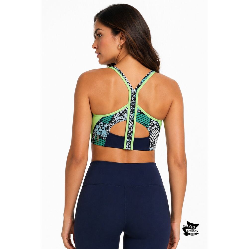 Free People Movement Navy Floral Racerback Sports Bra Women S - Picture 7 of 12